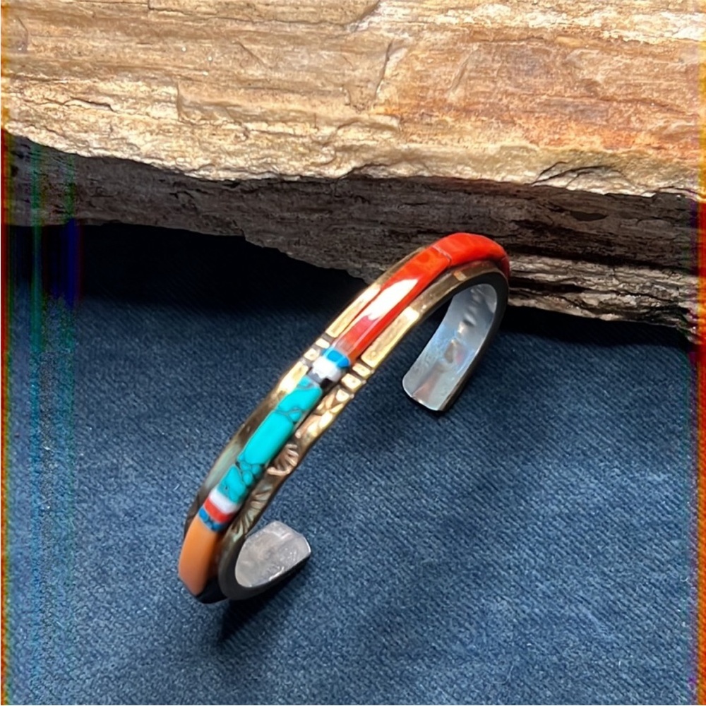 Colorful Inlay Bangle Bracelet - Picture 3 of 9
